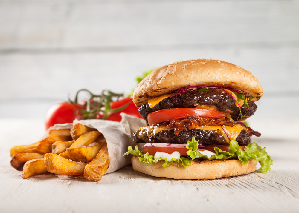 Photo of burger and fries from Stamps Super Burgers where they have the best burgers in Jackson MS.