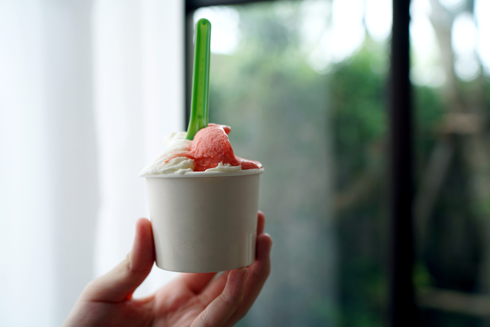 cup of ice cream with a spoon