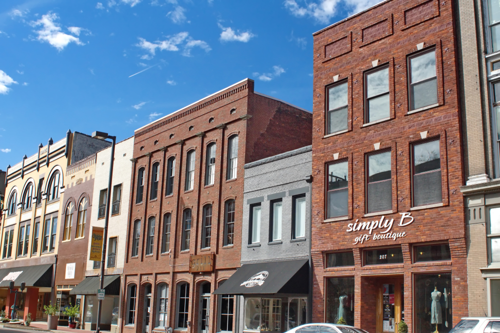 brick buildings lining streets