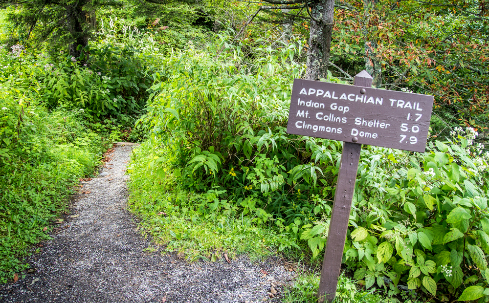 sign for hiking the Appalachian trail in brown wood