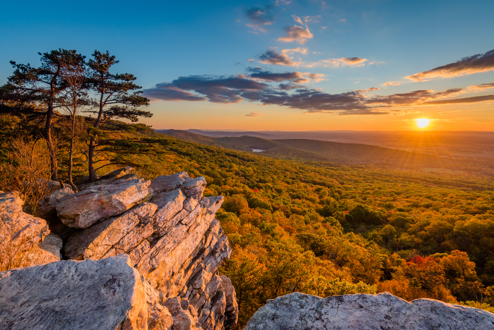 Beautiful sunset while hiking the Appalachian Trail 