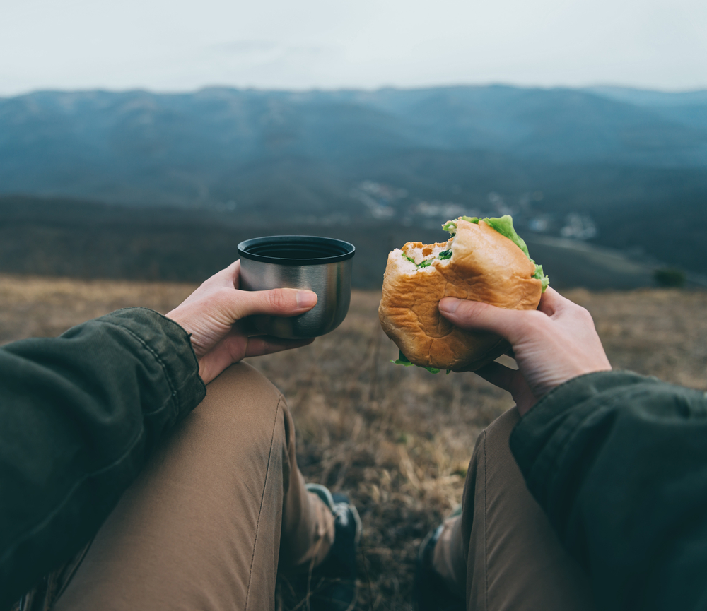 Yummy coffee and snacks out in the mountains 