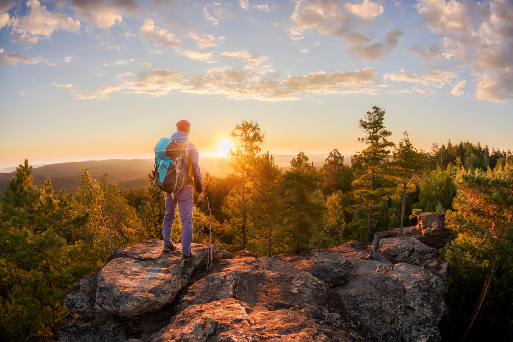 Beautiful sunset on a mountain 