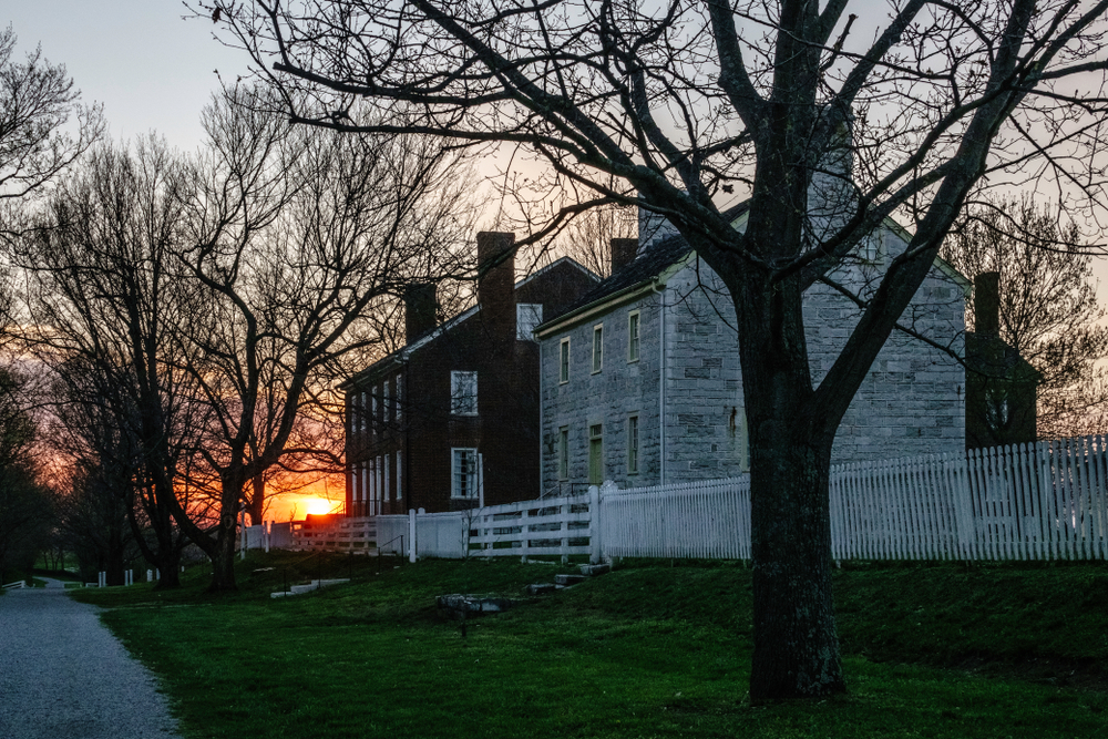 historic building at sunset. Harrodsburg, one of the best small towns in kentucky 