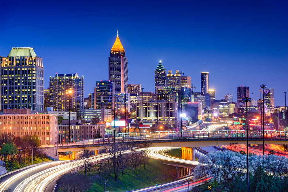 photo of the Atlanta, GA skyline at night
