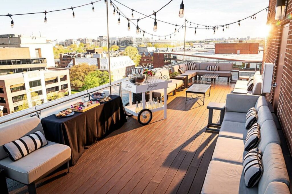 Terrace deck with a great view of Washington, an option of where to stay in DC