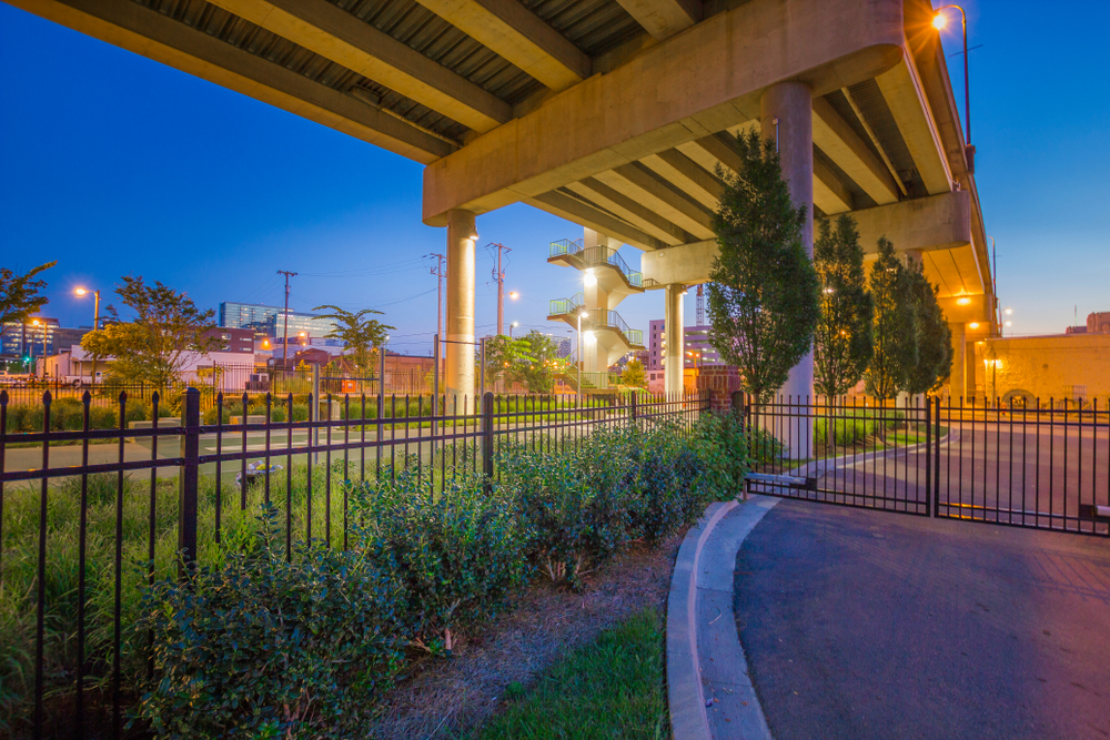 The underpass and streets of The Gulch are up and coming-- you can see the buildings growing and bright lights in this photo. It is now a popular place of where to stay in Nashville. 