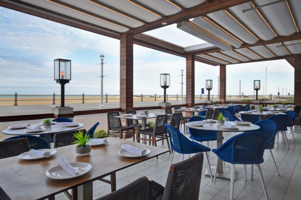 Enjoy your breakfast at the Doubletree patio while staying in one of the best oceanfront hotels in Virginia Beach
