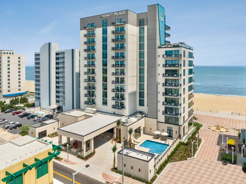 the beautiful Hyatt place Hotel, it is one of the best oceanfront hotels in Virginia Beach 