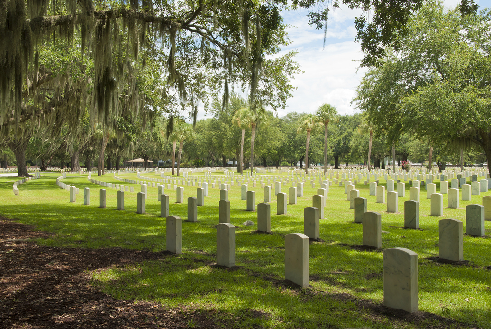 Headstones at the peaceful National Beaufort Cemetery. 
