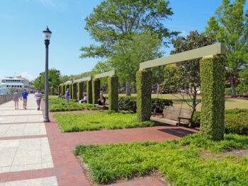 The promenade at Henry C Chambers Waterfront Park is one of the best things to do in Beaufort South Carolina.