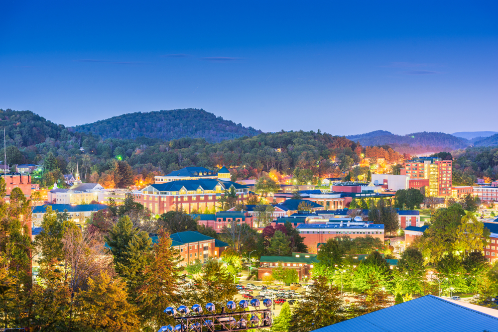 Photo of the town of Boone, one of the best North Carolina mountain towns. 