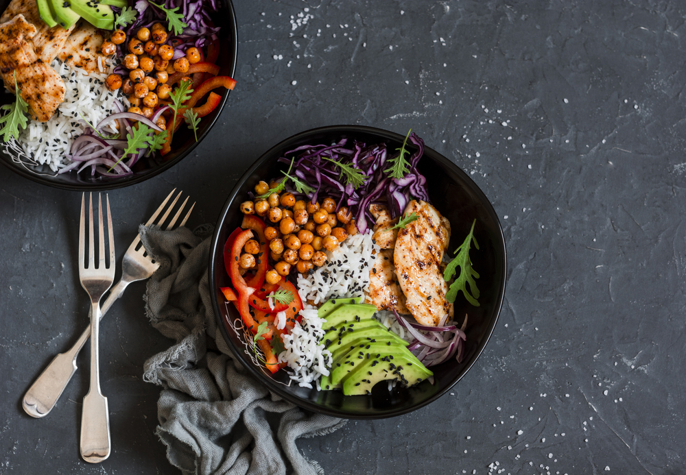 healthy and delicious rice bowl with chickpeas and plenty of fresh veggies which is a great dish! There are other amazing dishes featured at the best dining in Hendersonville!