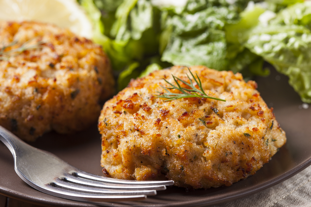 close up on crab cakes at one of the best restaurants in norfolk virginia