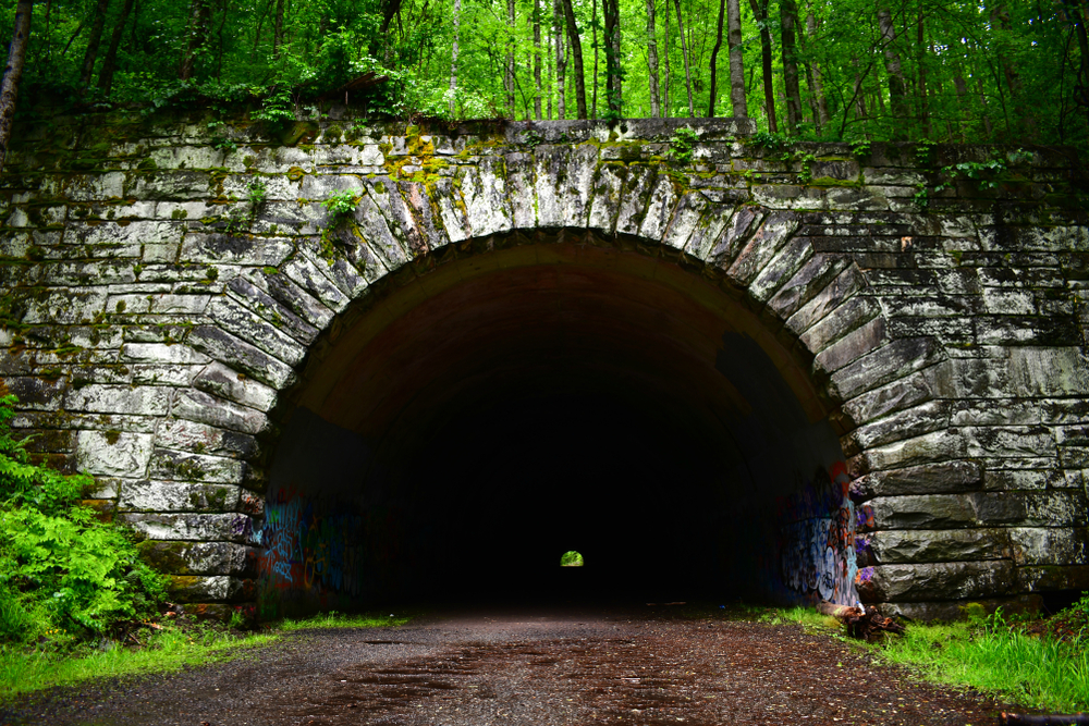 large stone tunnel to nowhere, one of the best things to do in bryson city 