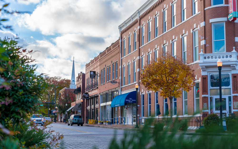 Photo of Bentonville downtown, one of the best towns in Arkansas.