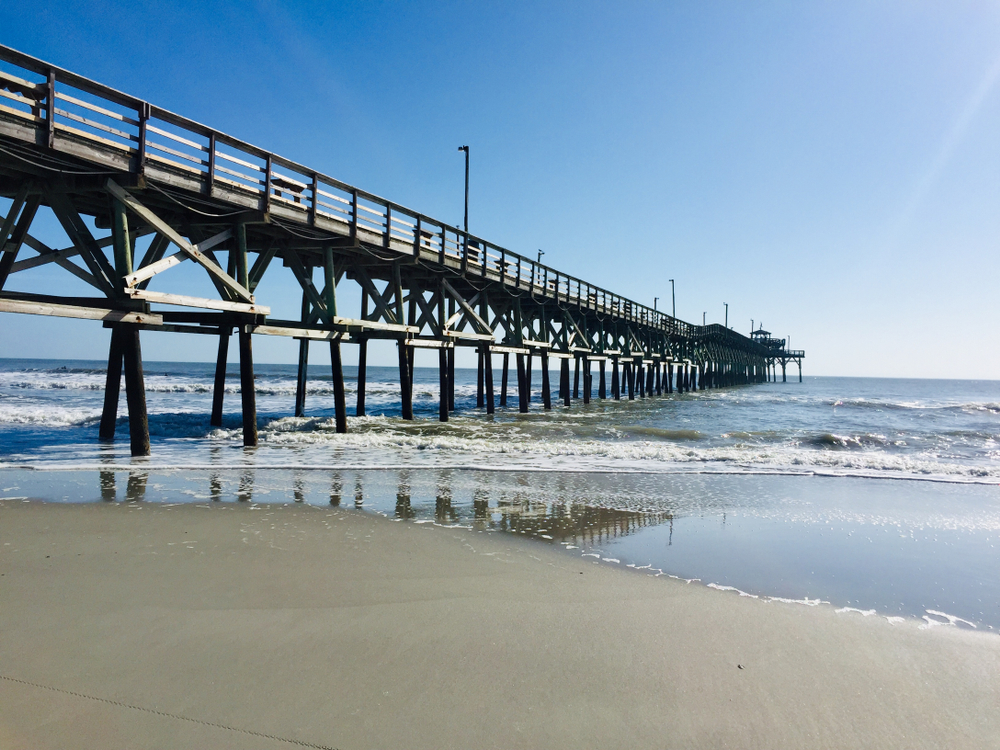 Cherry Grove Pier in SC during the day 