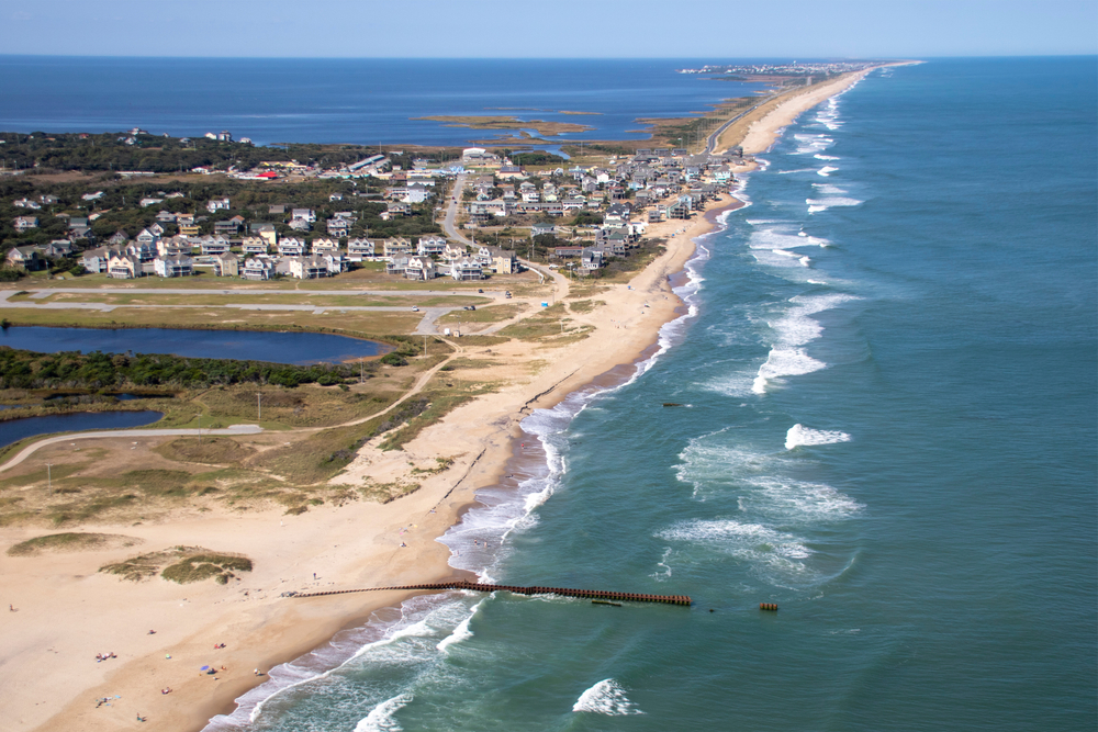 The Outer Banks sea line from the air showing how pretty it is. 