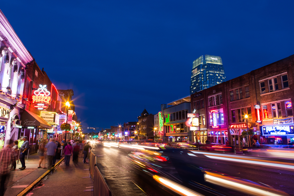 Nashville streetscape at night. 