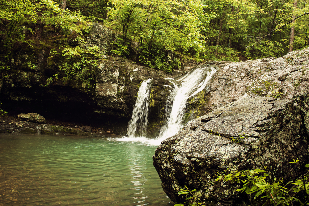 photo of the waterfall at lake Catherine state park, one of the best places for camping in Arkansas