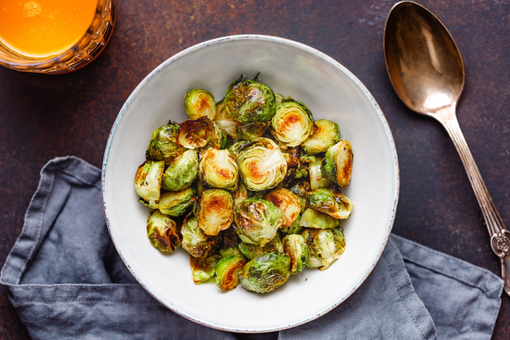 a yummy plate of crispy Brussel Sports 