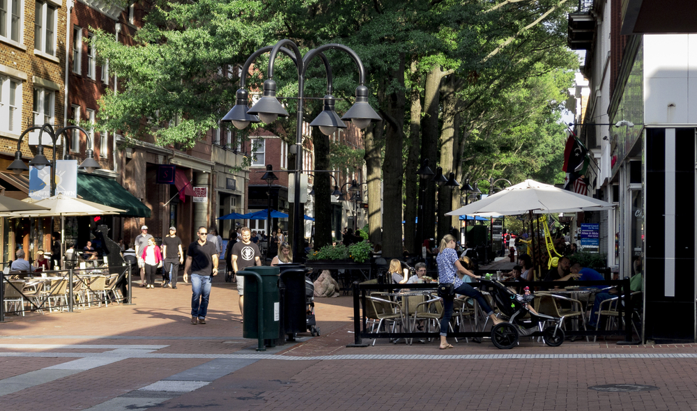 Downtown Charlottesville Virginia where you can enjoy a Scavenger Hunt, one of the best activities in Charlottesville Virginia. 