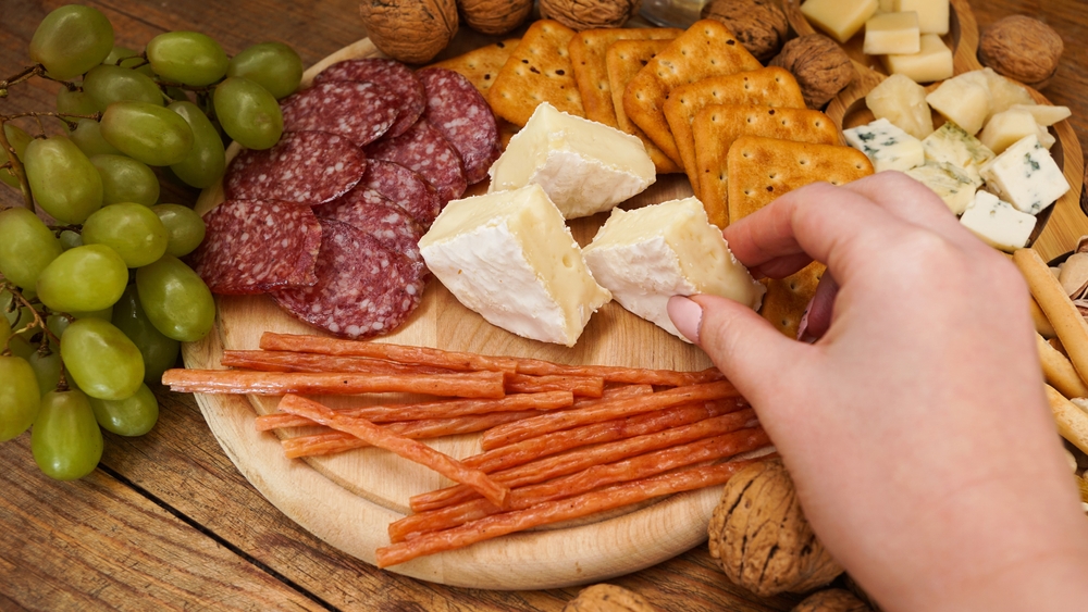 A yummy cheese and meat plate at one of the best  restaurants in Arlington VA