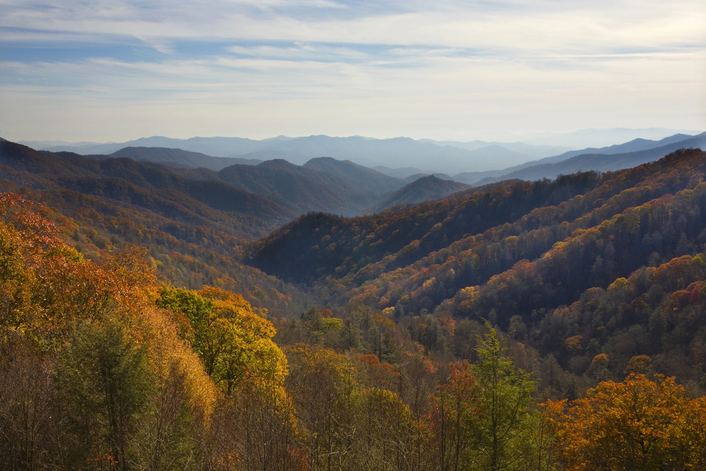 great aerial image of the great smokey mountains national park in the fall!