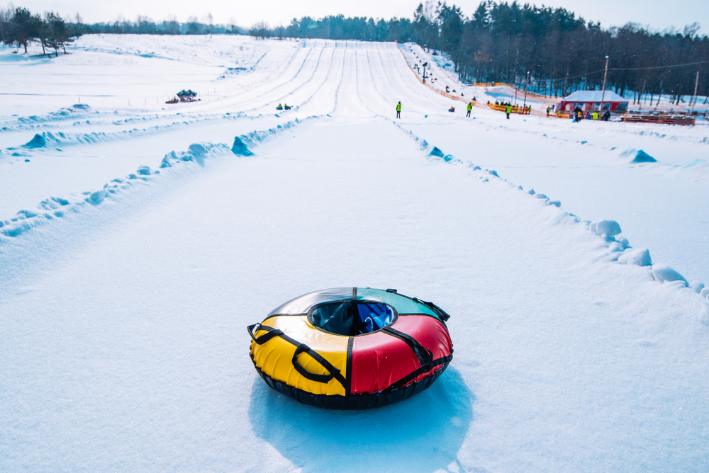 slick white slopes at a great activity to do with kids in Maggie Valley: tube world!