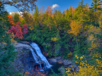 waterfall in Mallows state park with fall foliage