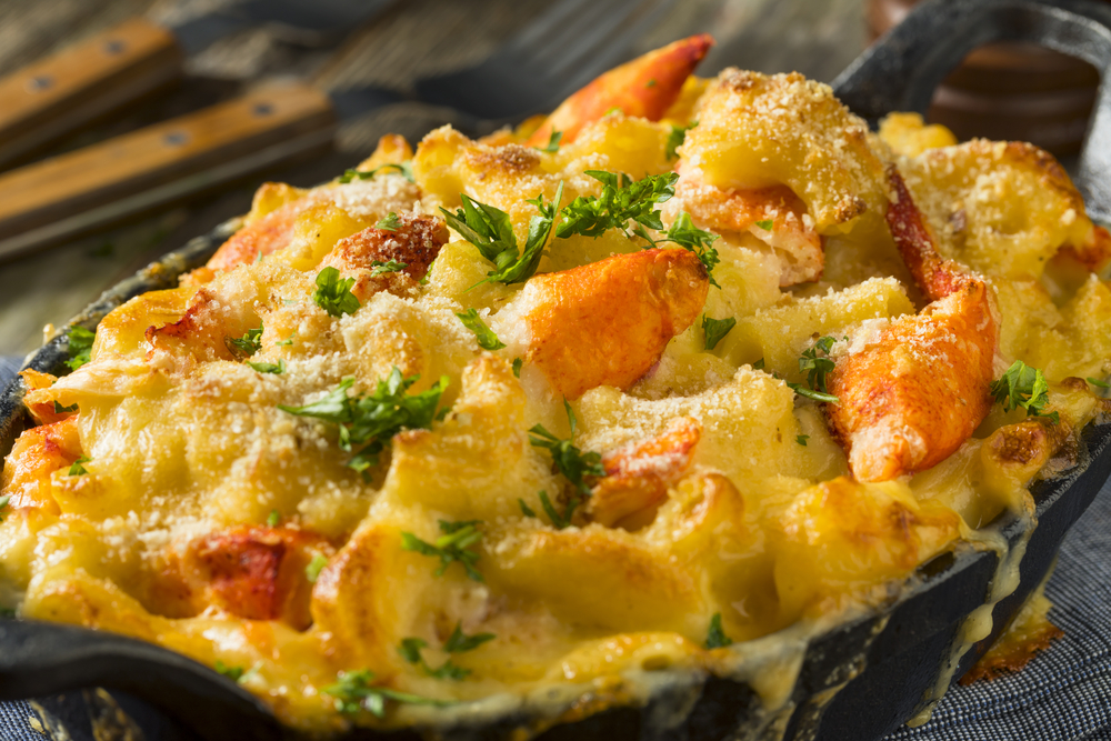This lobster Mac and cheese is super crispy and features greens and lobster in the Mac itself, making it some of the best brunch in Atlanta. 