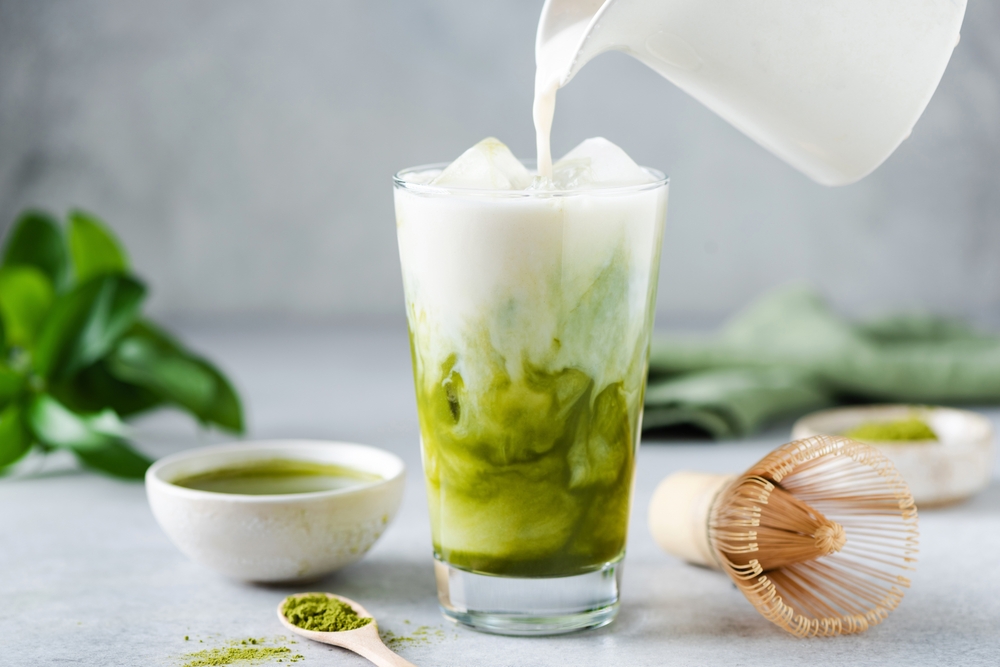 Sometimes the best brunch in Atlanta isn't just in the food: this Matcha float has milk floating on top! 