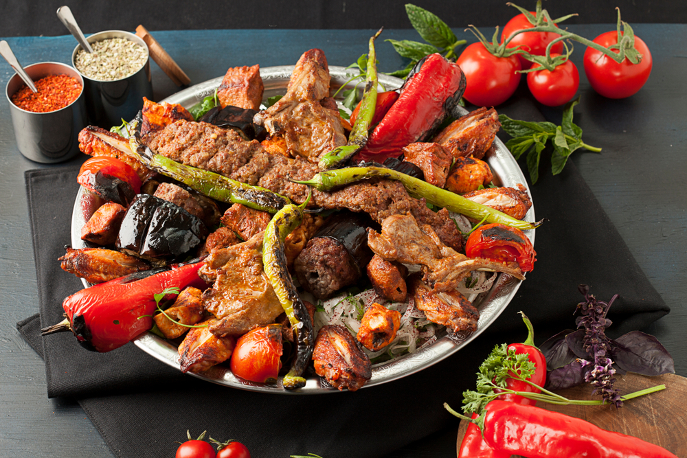 If you haven't considered some of the best brunch in Atlanta might be Turkish platters, think again; the tomatoes, peppers, and meat are great to share.