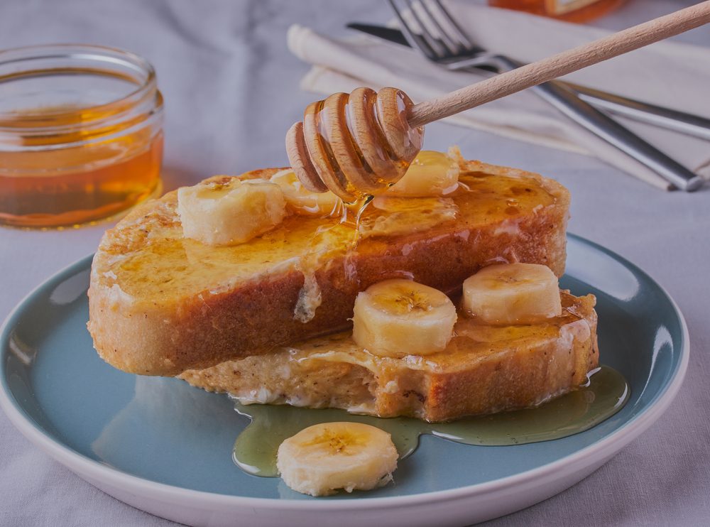 Photo of the bananas foster french toast at Papermoon Diner.