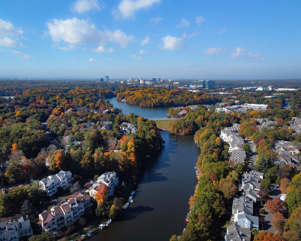 a pretty Ariel view of the river in northern Virginia 