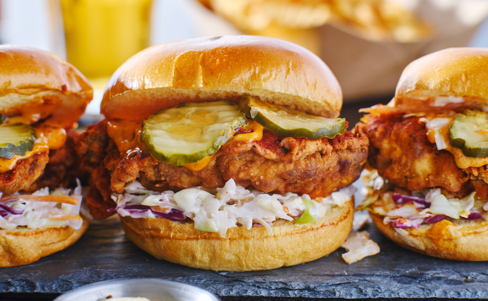 Photo of the hot chicken sandwich at Porch, one of the best restaurants in Brunswick GA.