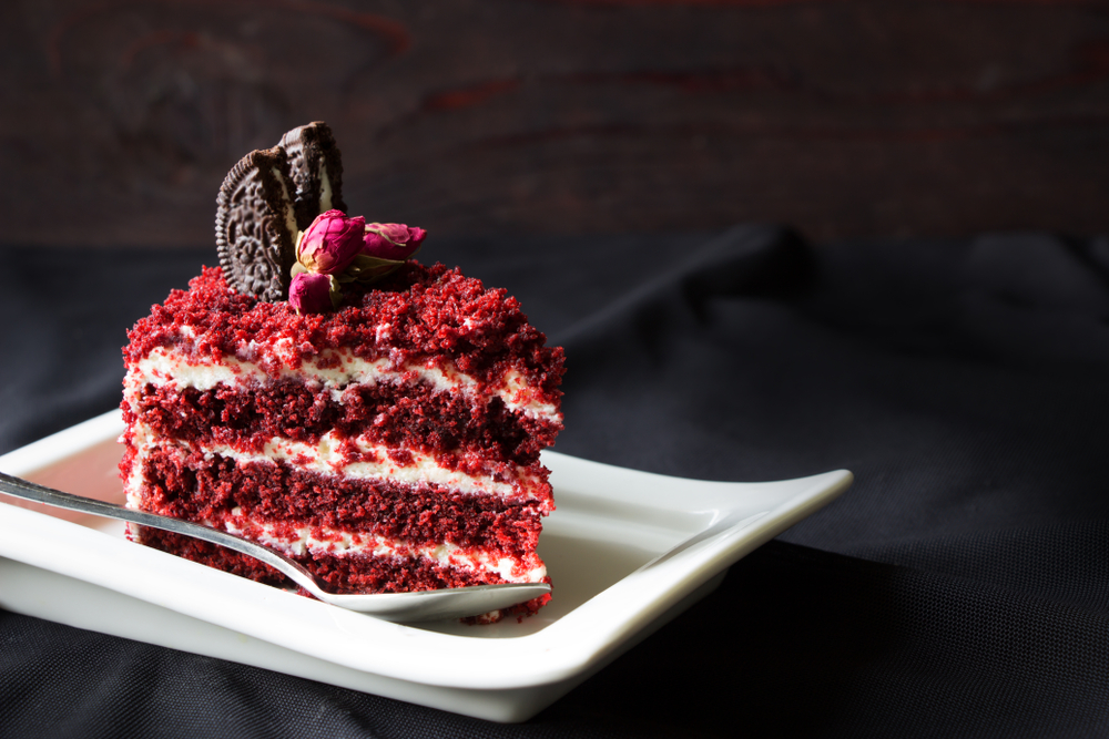 A slice of red velvet cake at Winfield's Chocolate Bar is a lovely treat and one of the best places to visit with kids in Houston Texas. 