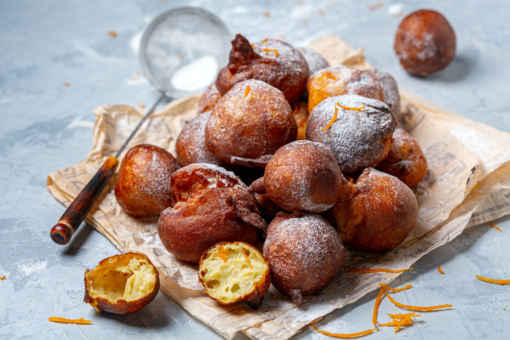 French toast bites are fried and dipped in powered sugar-- think of beignets! 