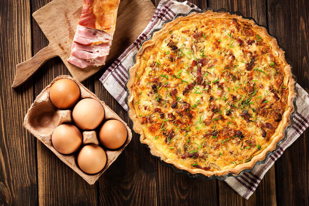 Quiche is a classic brunch dish: eggs, spinach, cheese, and... crawfish? That's the special ingredient for NOLA! 