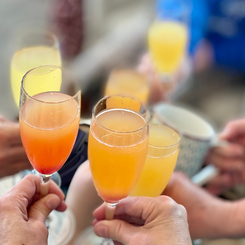 friends sharing mimosas at a brunch in Charleston sc 