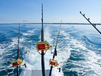 fishing charter at pass Christian MS with blue sky and blue water