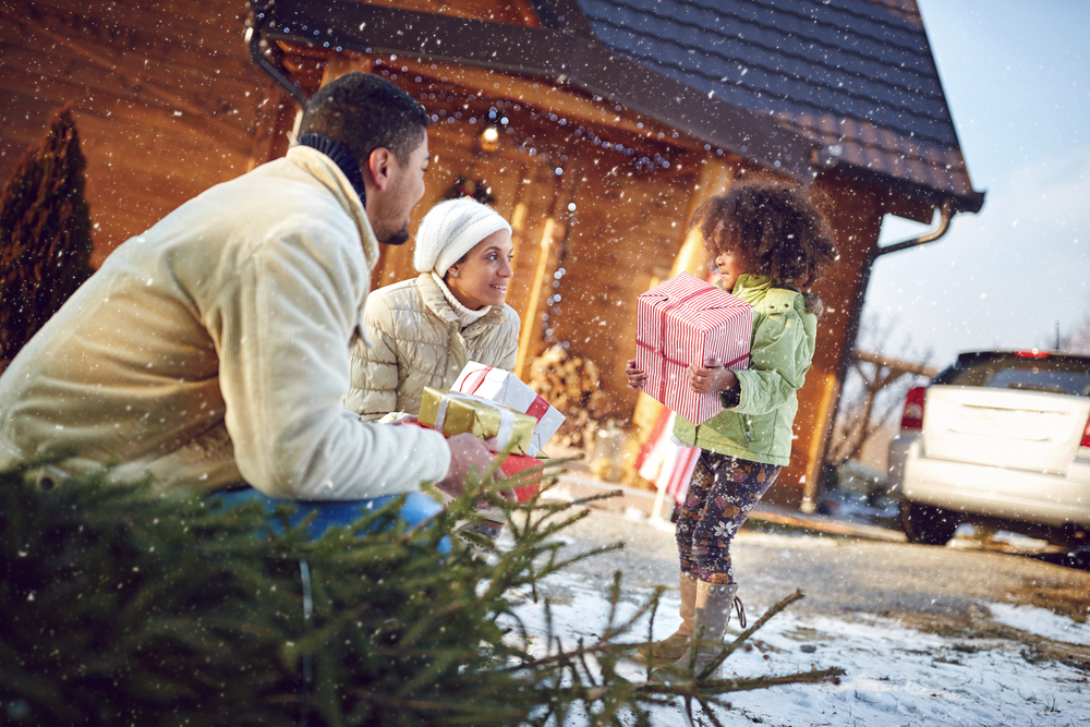 a family at christmas time in Asheville nc 