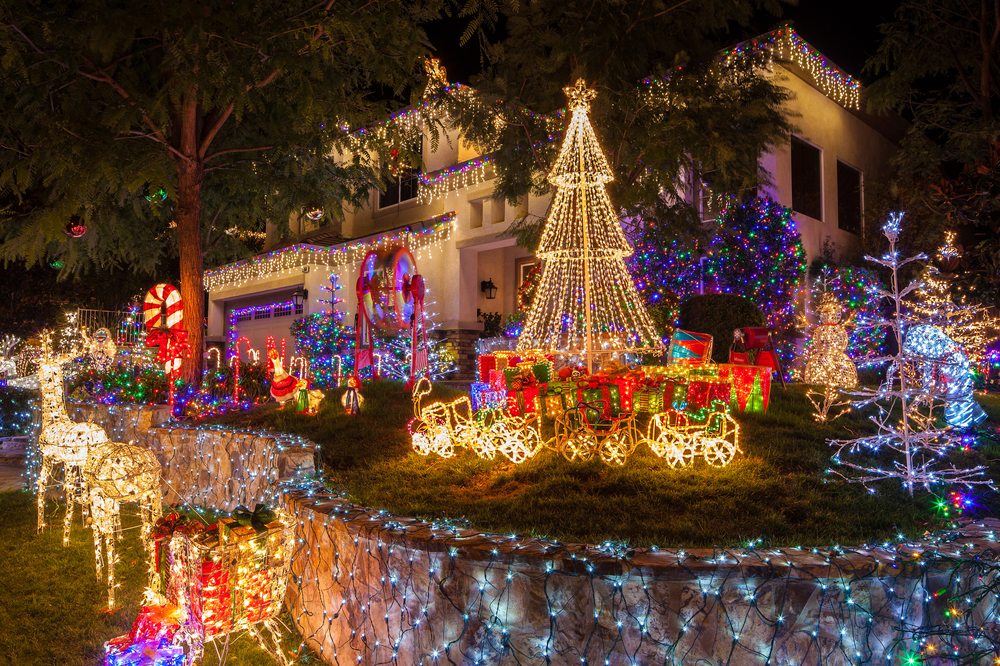 A house decorated with Christmas lights in one of Dallas' most festive neighborhoods. 