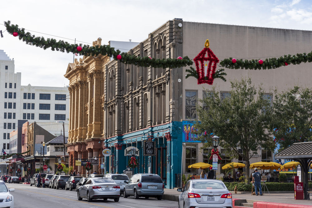 shops along the main shopping street, decorated with garlands and festive shaped decor to ring in the holiday season!