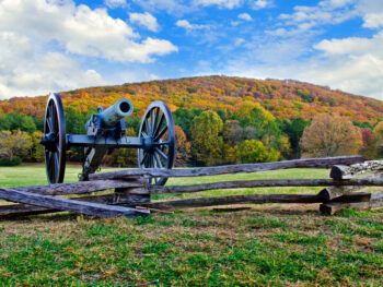 cannon located in Kennesaw mountain national battle park in autumn