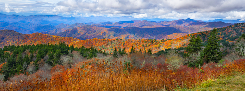 a beautiful summit one of the best hikes in North Carolina with fall colors 
