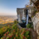 a beautiful photo of the lookout mountain with a beautiful cascading waterfall coming down
