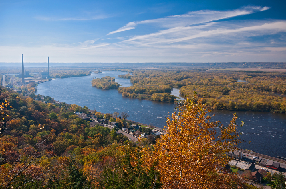 Overlooking the Mississippi River on a fall day.