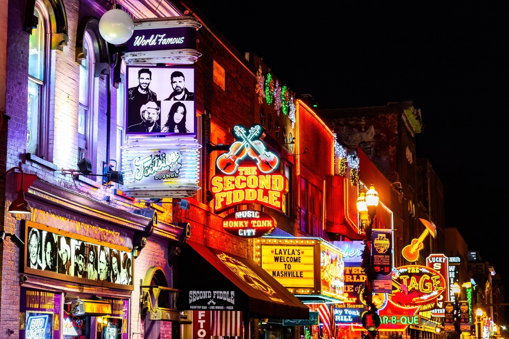 Nashville, one of the cheapest places to fly from Washington D.C., comes alive at night, with Honky tonk broadway light up with stages, clubs, pubs, bars and more. 