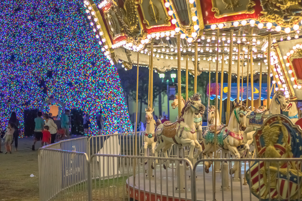 Christmas fare with tree and carousel